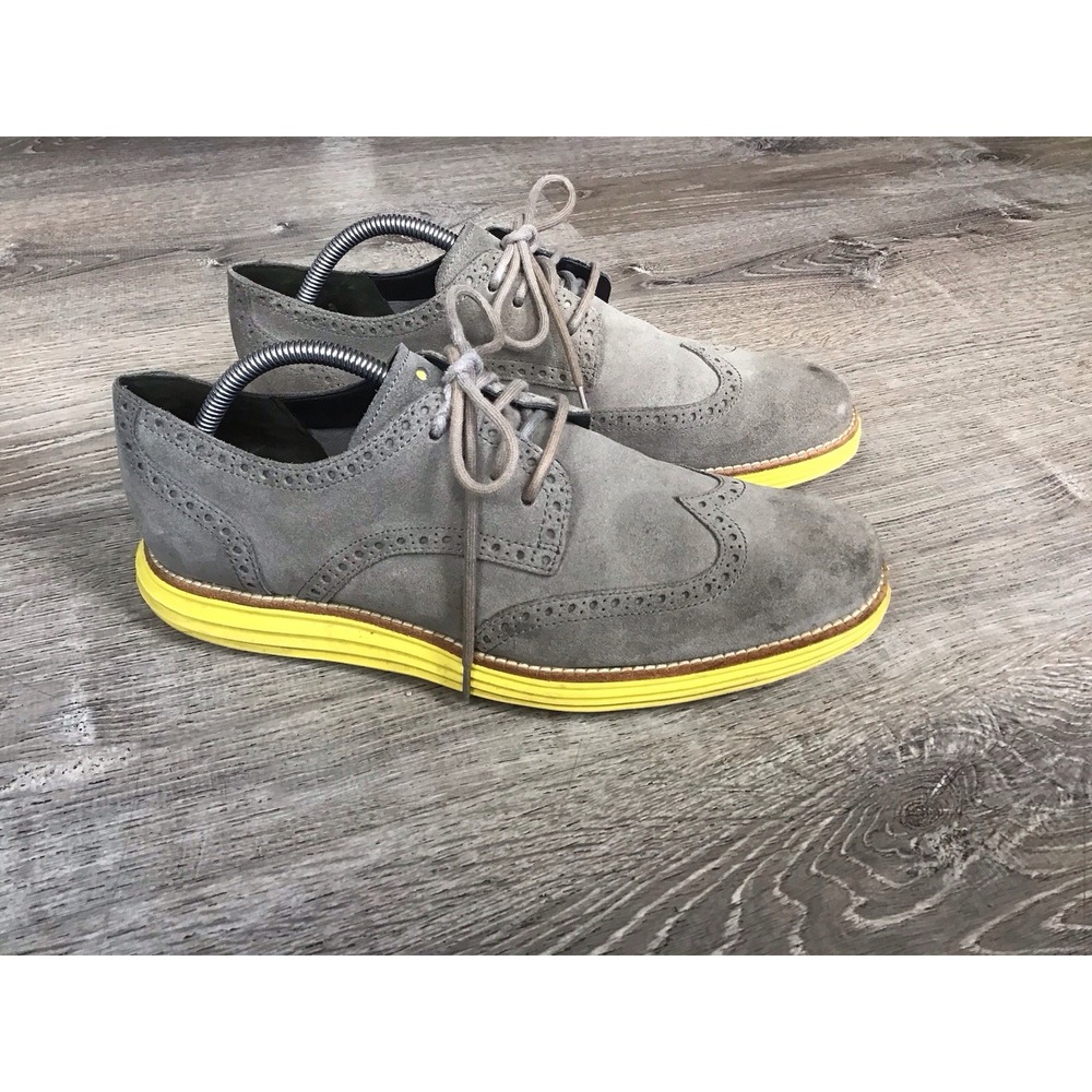 Cole Haan Shoes Men's 10 M Lunargrand Wingtip Oxford Gray Lace Up Comfort C10226